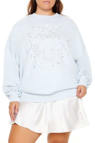 Plus Size Beaded Pisces Pullover