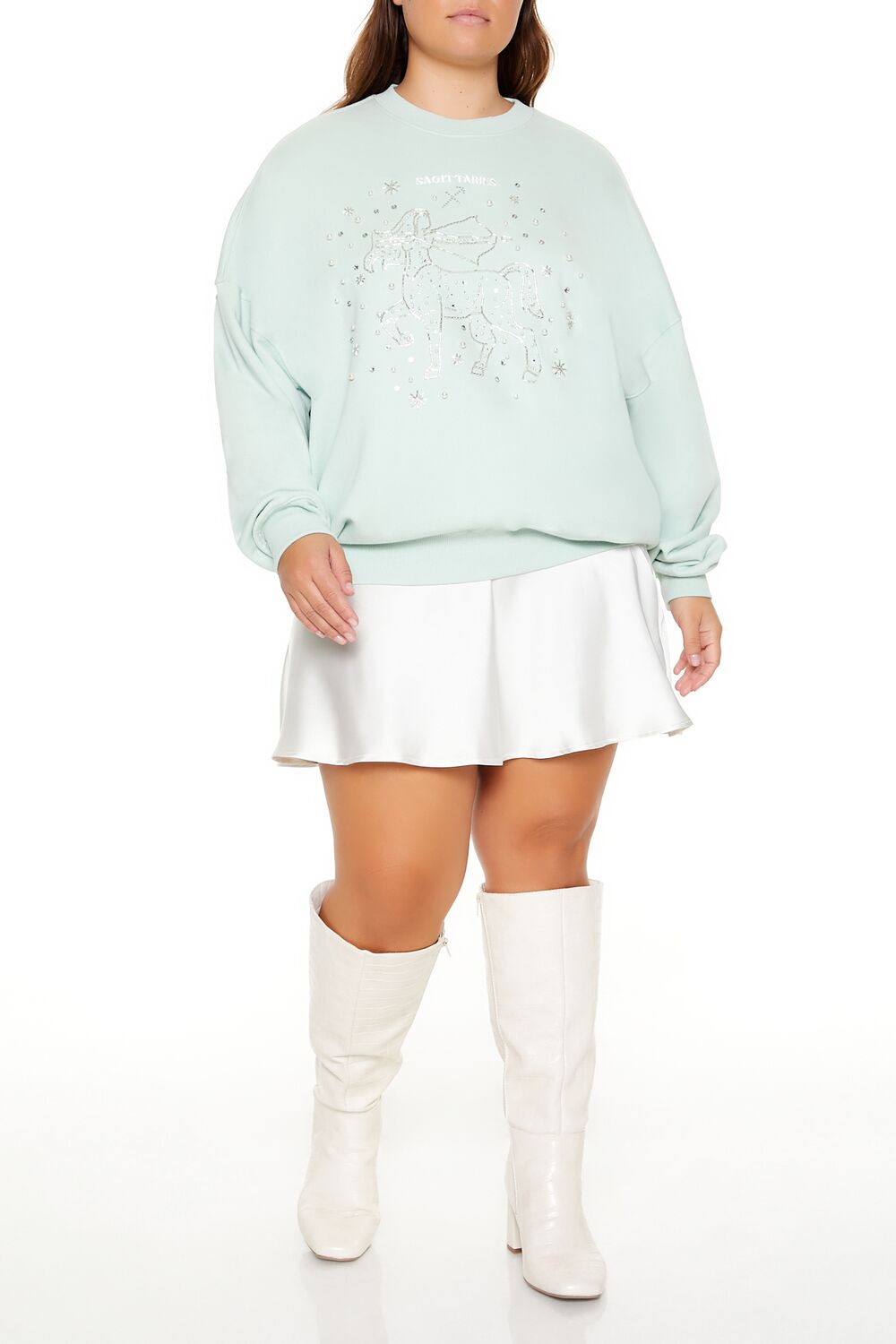  Forever 21 Plus Size Beaded Sagittarius Pullover - seafoam multi - Bonton
