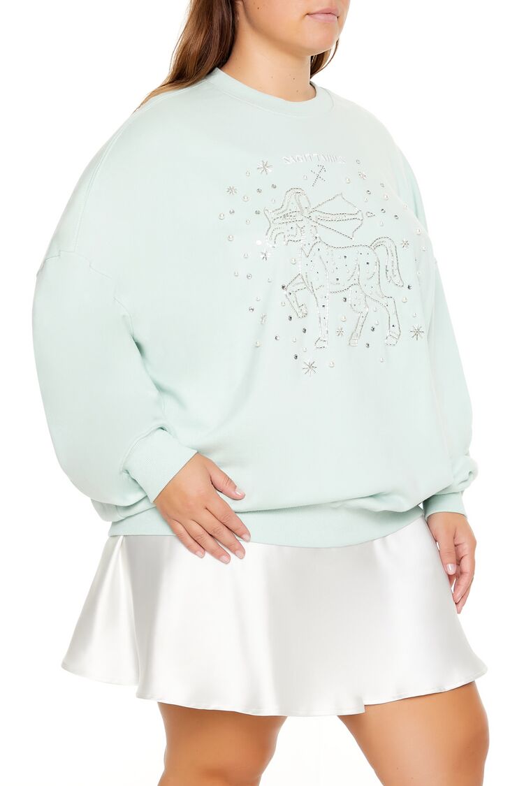  Forever 21 Plus Size Beaded Sagittarius Pullover - seafoam multi - Bonton