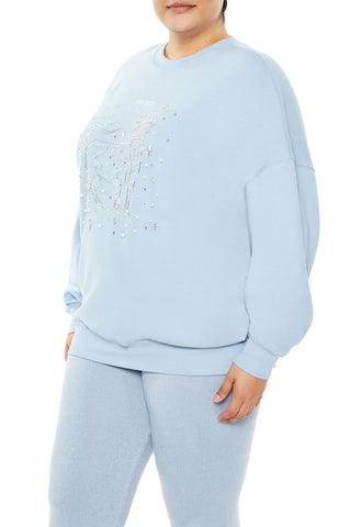 Plus Size Beaded Taurus Pullover