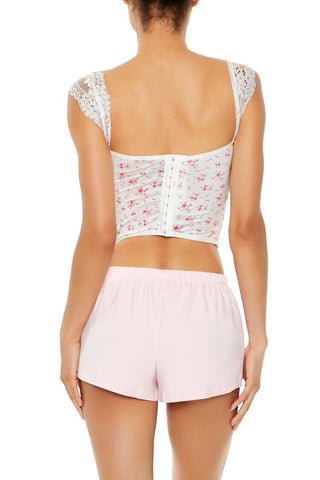 Floral Lingerie Corset Crop Top