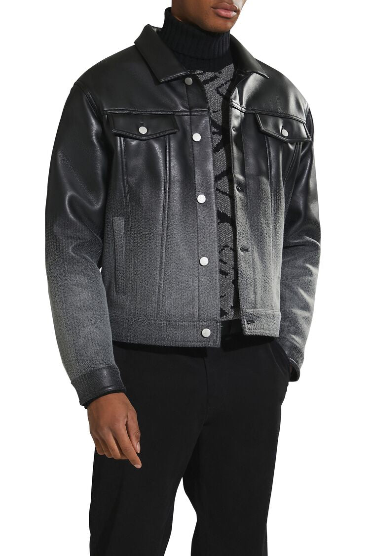  Forever 21 Ombre Faux Leather Moto Jacket - black-grey-swatch - Bonton
