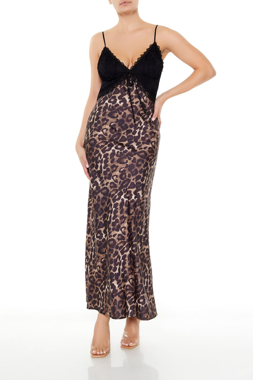  Forever 21 Leopard Combo Maxi Slip Dress - brown-multi-swatch - Bonton