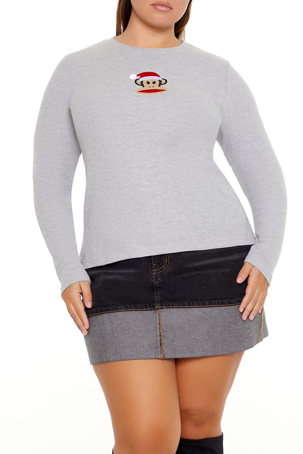  Forever 21 Plus Size Paul Frank Thermal Top - heather grey multi - Bonton