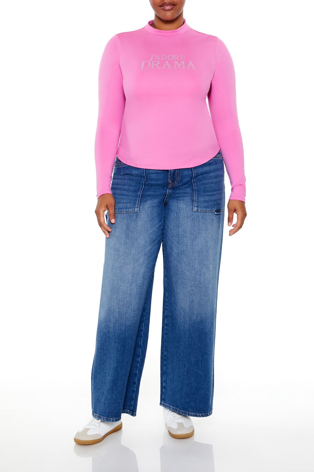  Forever 21 Plus Size Jadore Drama Top - pink multi - Bonton