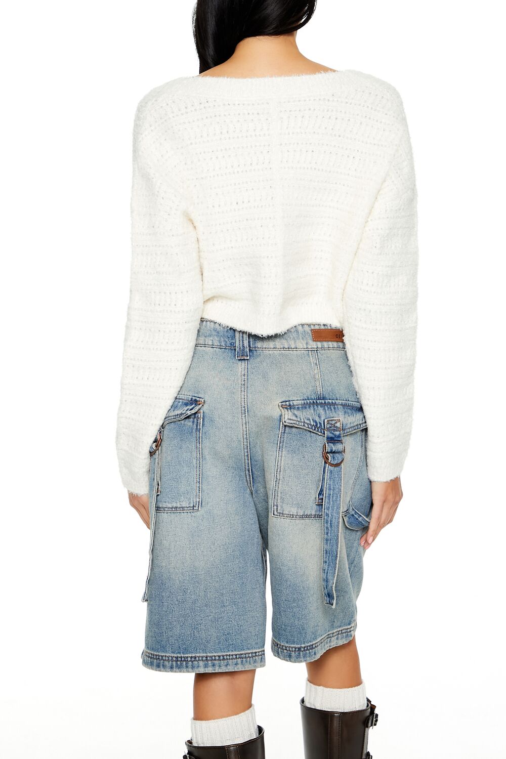  Forever 21 Crossover Mock Wrap Sweater - white - Bonton