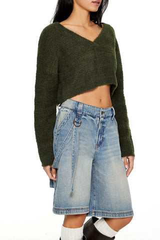 Crossover Mock Wrap Sweater