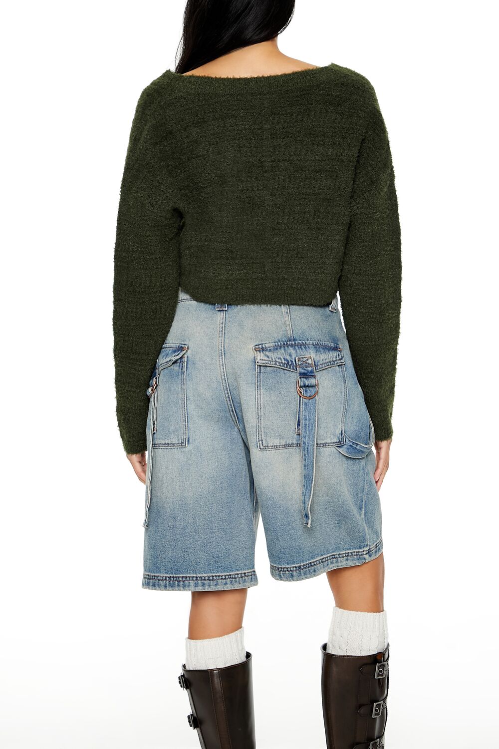  Forever 21 Crossover Mock Wrap Sweater - white - Bonton