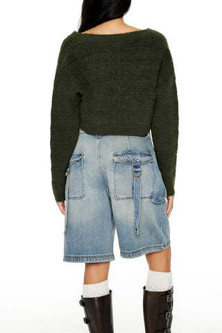 Crossover Mock Wrap Sweater