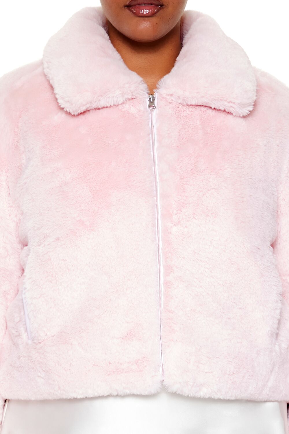  Forever 21 Plus Size Faux Fur Zip-Up Coat - blossom - Bonton