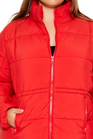 Plus Size Tie-Waist Puffer Jacket