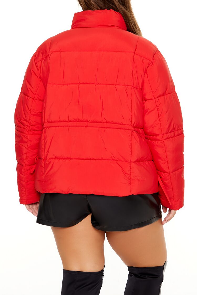  Forever 21 Plus Size Tie-Waist Puffer Jacket - high-risk-red-swatch - Bonton