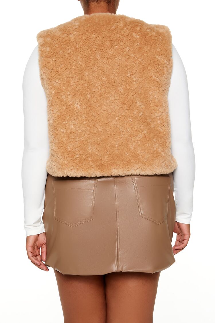  Forever 21 Plus Size Faux Shearling Cropped Vest - desert-sand-swatch - Bonton