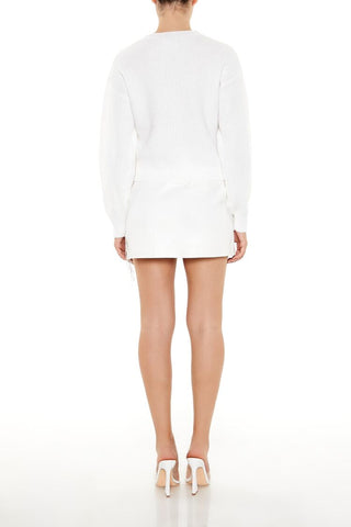 Faux Leather Rhinestone-Fringe Mini Skirt