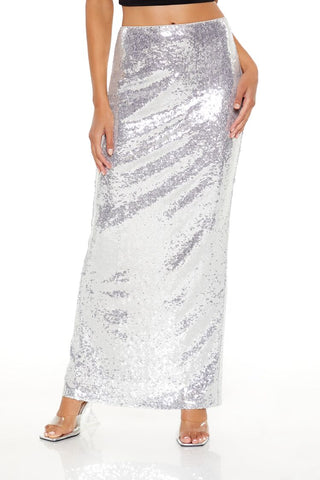 Metallic Sequin Maxi Skirt