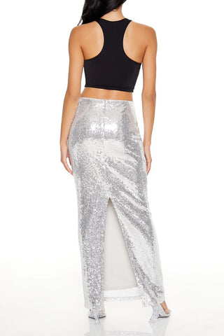 Metallic Sequin Maxi Skirt