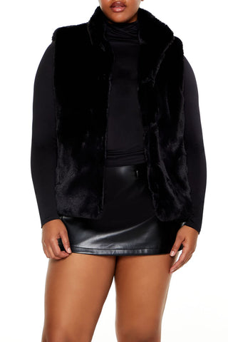 Plus Size Faux Fur Vest
