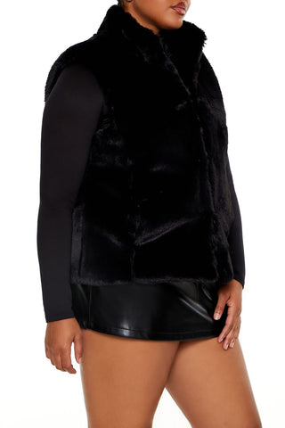 Plus Size Faux Fur Vest