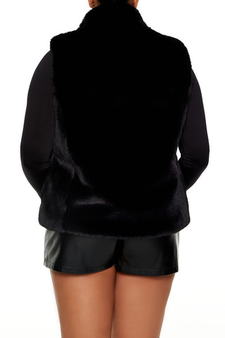 Plus Size Faux Fur Vest
