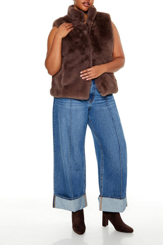 Plus Size Faux Fur Vest