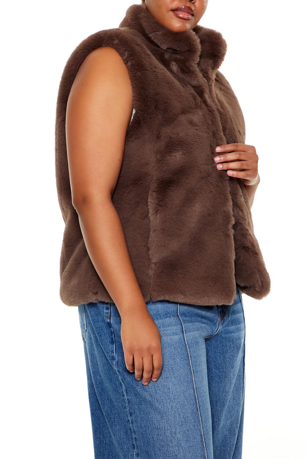  Forever 21 Plus Size Faux Fur Vest - espresso-swatch - Bonton