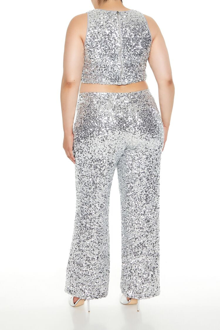  Forever 21 Plus Size Sequin High-Rise Pants - grey - Bonton
