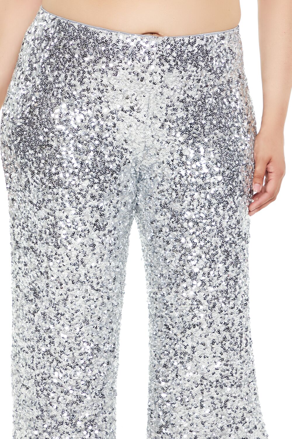  Forever 21 Plus Size Sequin High-Rise Pants - grey - Bonton