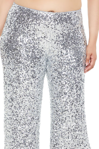 Plus Size Sequin High-Rise Pants