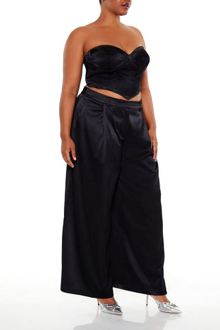 Plus Size Satin Trouser Pants