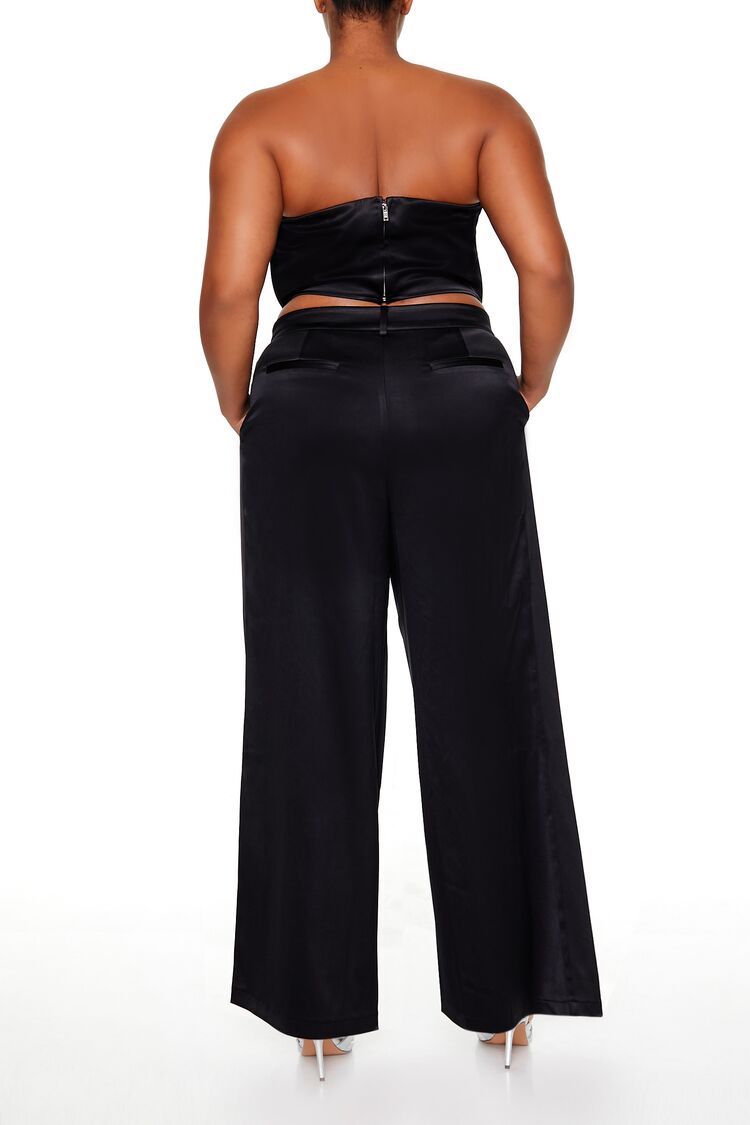  Forever 21 Plus Size Satin Trouser Pants - black - Bonton