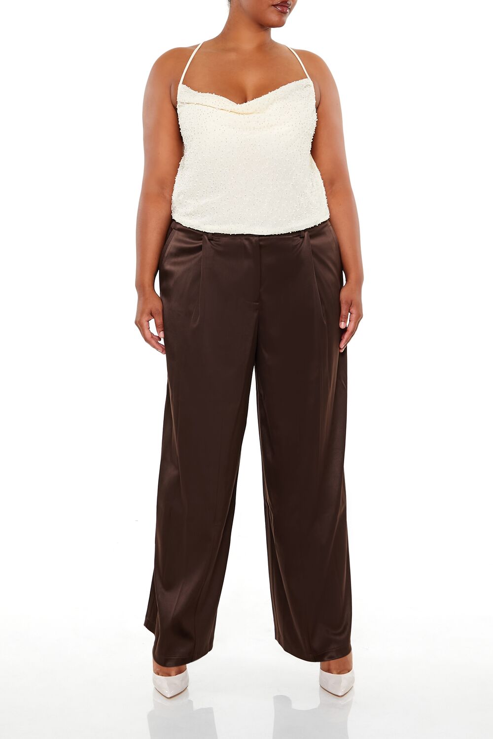  Forever 21 Plus Size Satin Trouser Pants - black - Bonton