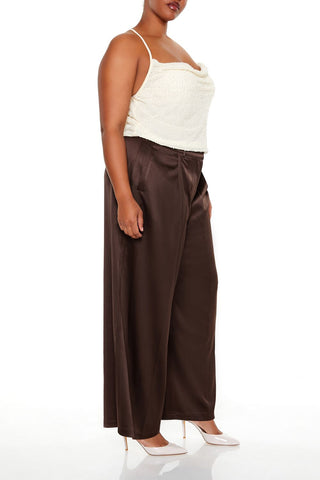 Plus Size Satin Trouser Pants