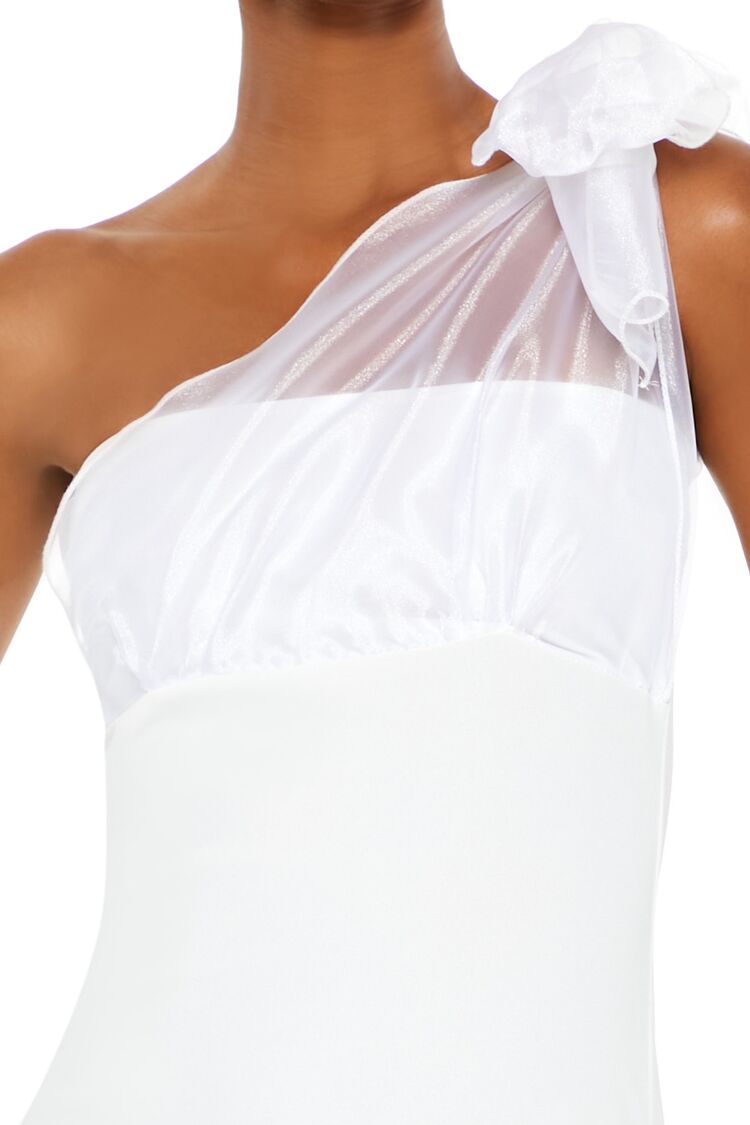  Forever 21 One-Shoulder Bow Mini Tube Dress - white - Bonton