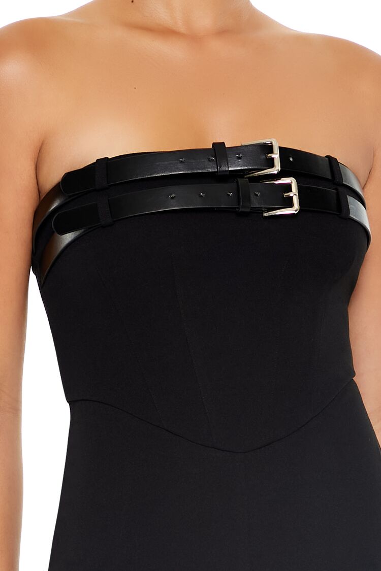  Forever 21 Buckled Strapless Jumpsuit - black - Bonton