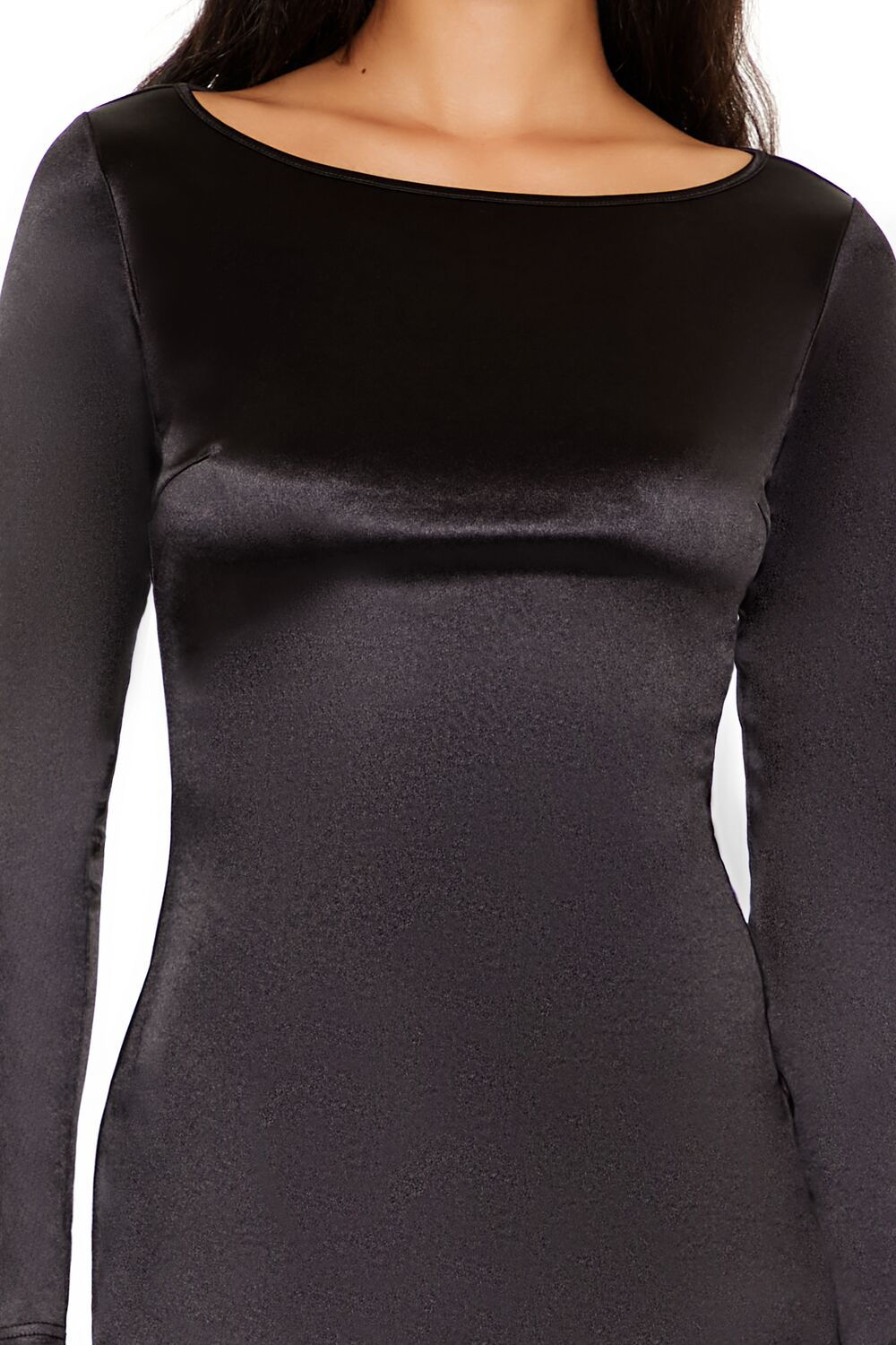  Forever 21 Satin Boat-Neck Mini Dress - black-swatch - Bonton