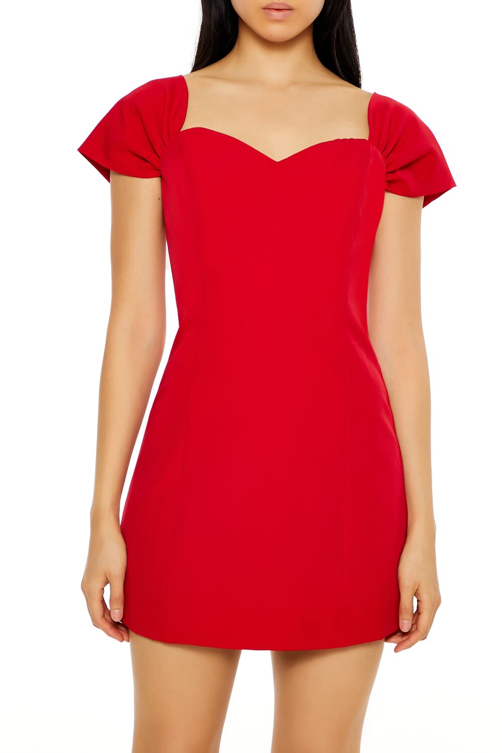  Forever 21 Sweetheart Cap-Sleeve Mini Dress - black-swatch - Bonton