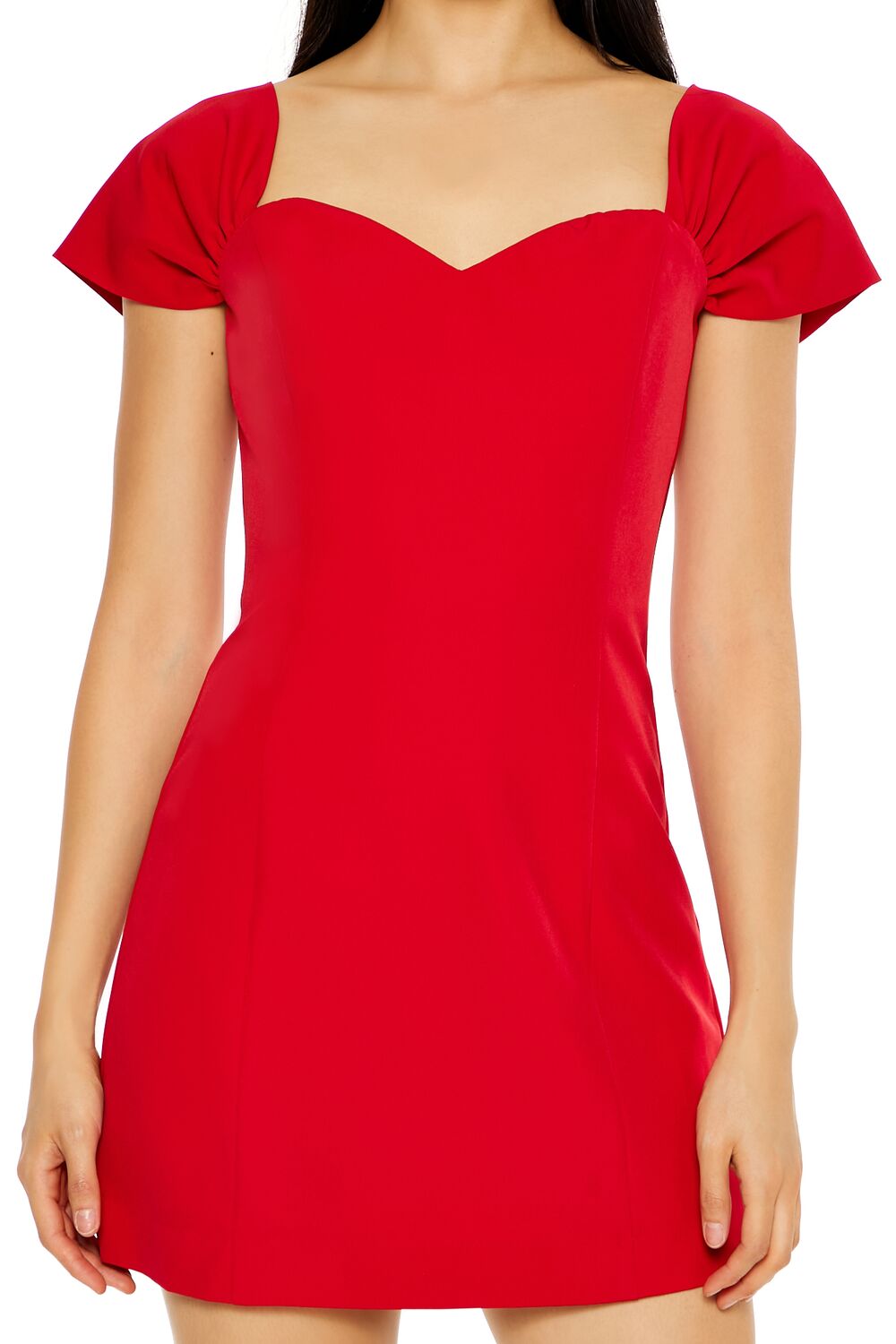  Forever 21 Sweetheart Cap-Sleeve Mini Dress - black-swatch - Bonton