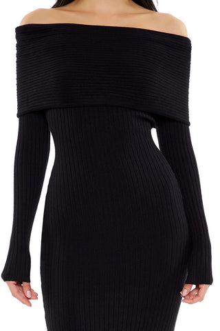Off-the-Shoulder Midi Sweater Dress