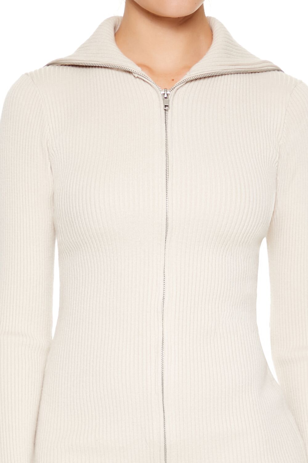  Forever 21 Bodycon Zip-Up Mini Sweater Dress - birch-swatch - Bonton