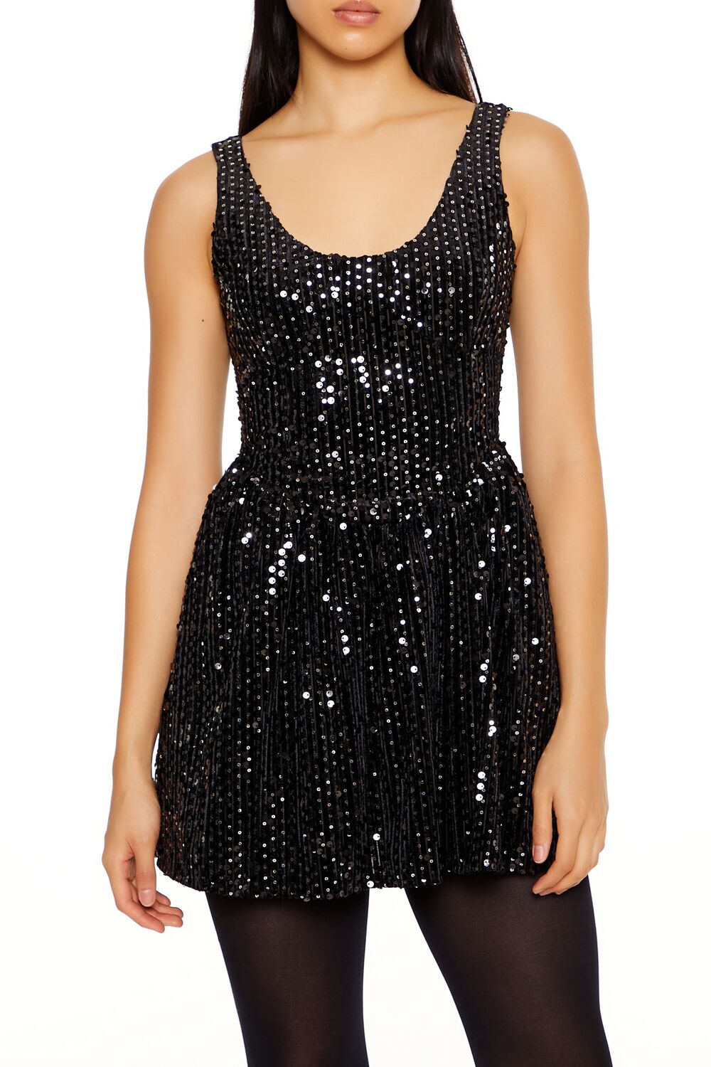  Forever 21 Sequin Mini A-Line Dress - black-swatch - Bonton