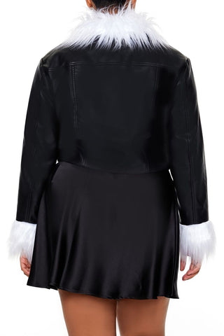 Plus Size Faux Fur-Trim Shacket