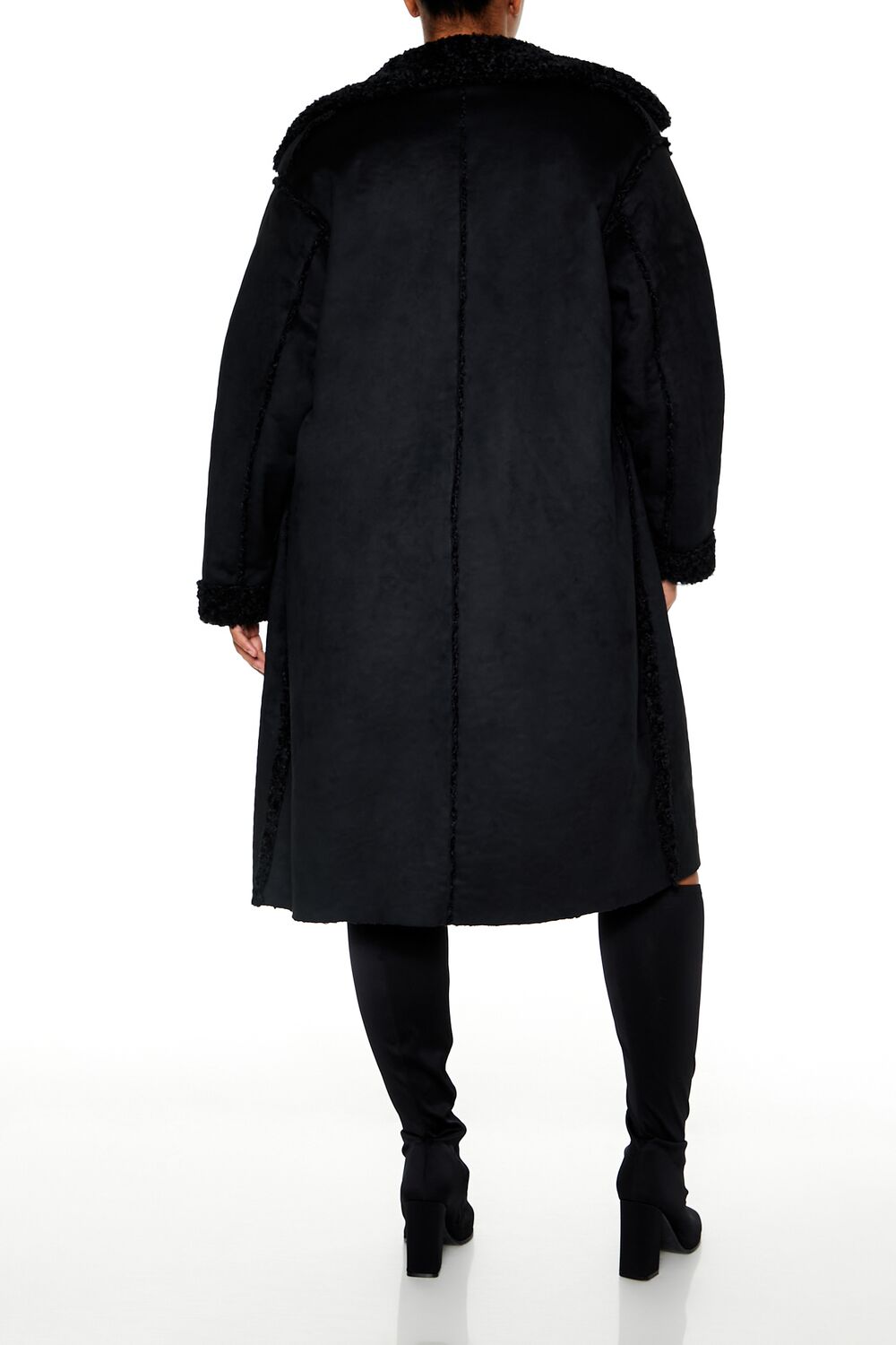  Forever 21 Faux Shearling & Suede Coat - black-swatch - Bonton