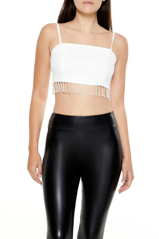 Beaded Tassel-Trim Cropped Cami