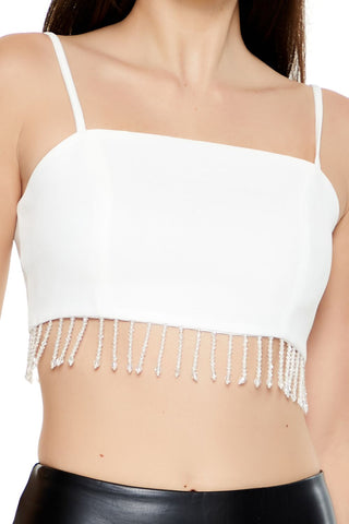 Beaded Tassel-Trim Cropped Cami