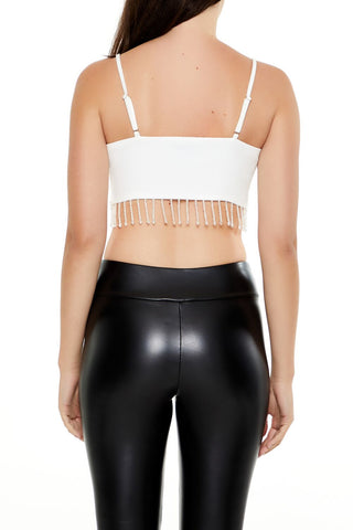 Beaded Tassel-Trim Cropped Cami
