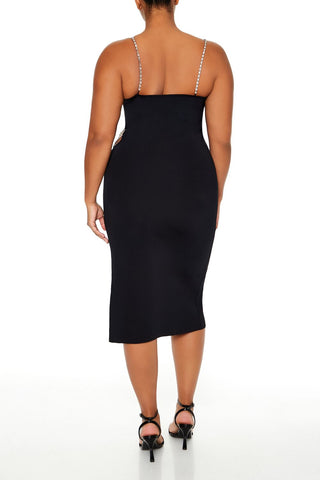 Plus Size Faux Gem Midi Sweater Dress