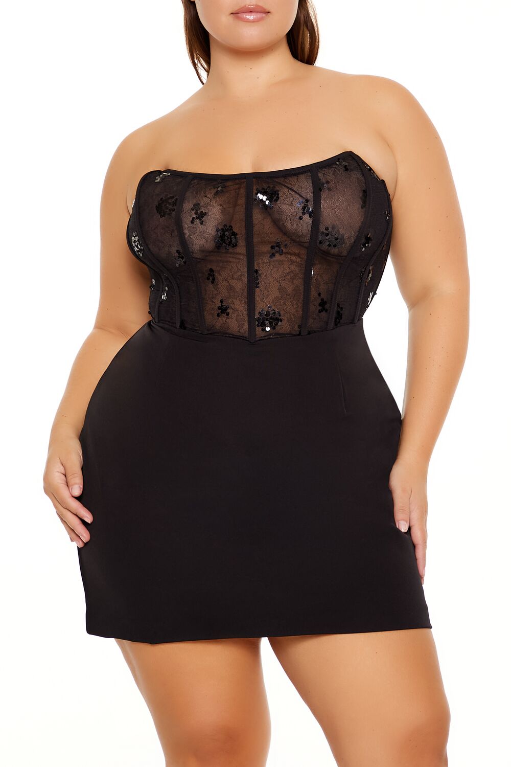  Forever 21 Plus Size Corset Mini Tube Dress - black-swatch - Bonton