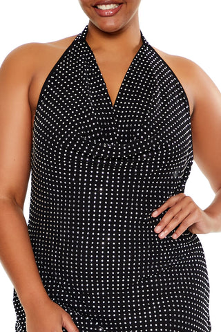 Plus Size Rhinestone Mini Dress