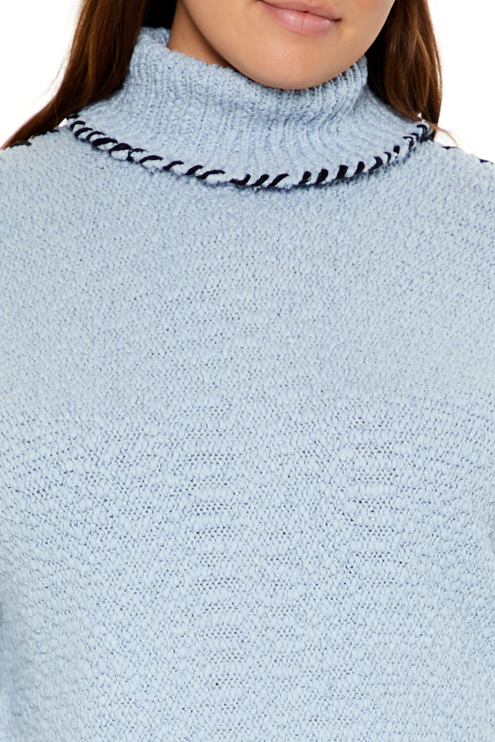  Forever 21 Plus Size Whipstitched Turtleneck Sweater - blue black - Bonton