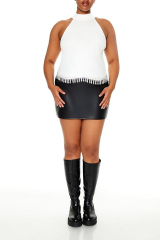 Plus Size Rhinestone-Trim Tank Top
